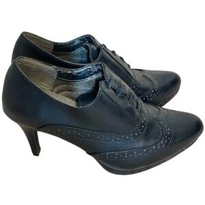 LIFE STRIDE Black Xanti Brogue Booties Heel Velocity Memory Oxford Shooties 6.5